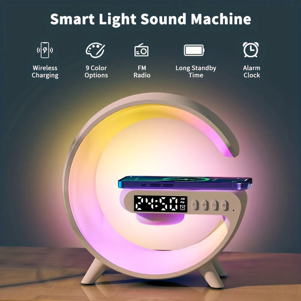 1 Striscia Luminosa A LED Rhythm RGB Con Altoparlante, Luce Ambiente Intelligente, Caricatore Wireless, Sveglia, Sincronizzazion