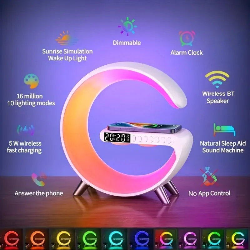 1 Striscia Luminosa A LED Rhythm RGB Con Altoparlante, Luce Ambiente Intelligente, Caricatore Wireless, Sveglia, Sincronizzazion