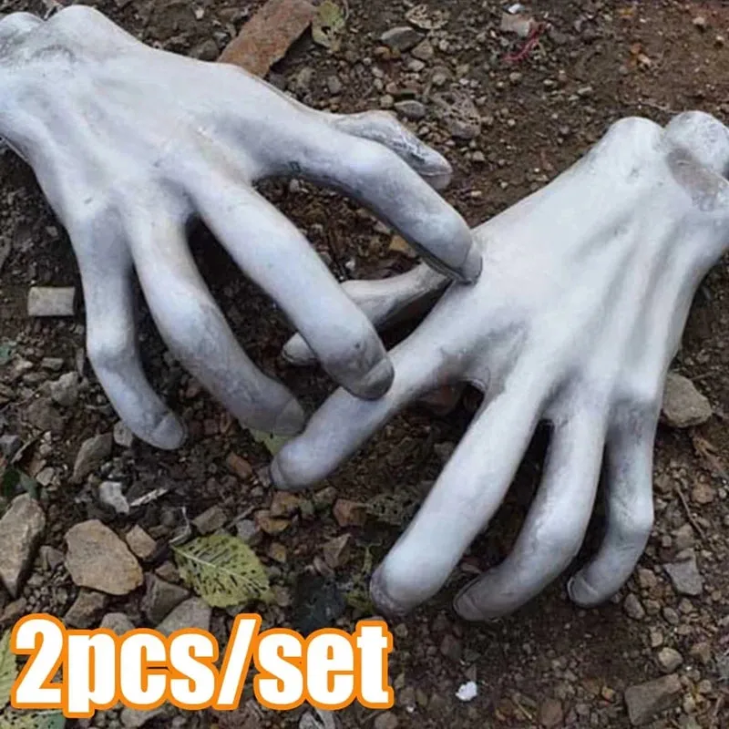 2 pz Halloween scheletro mani spaventoso dimensioni realistiche mano osso teschio festa di Halloween decorazione della casa casa