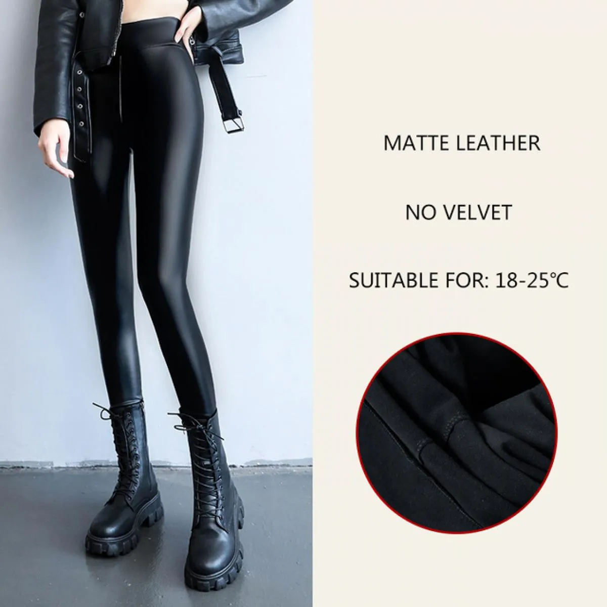 2023 autunno inverno velluto pantaloni di pelle caldi spessi donna Leggings a vita alta in Pu elastico nero Casual in pile dimag