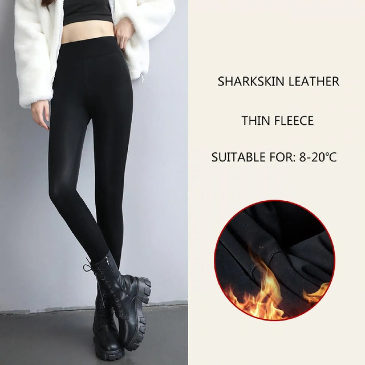 2023 autunno inverno velluto pantaloni di pelle caldi spessi donna Leggings a vita alta in Pu elastico nero Casual in pile dimag