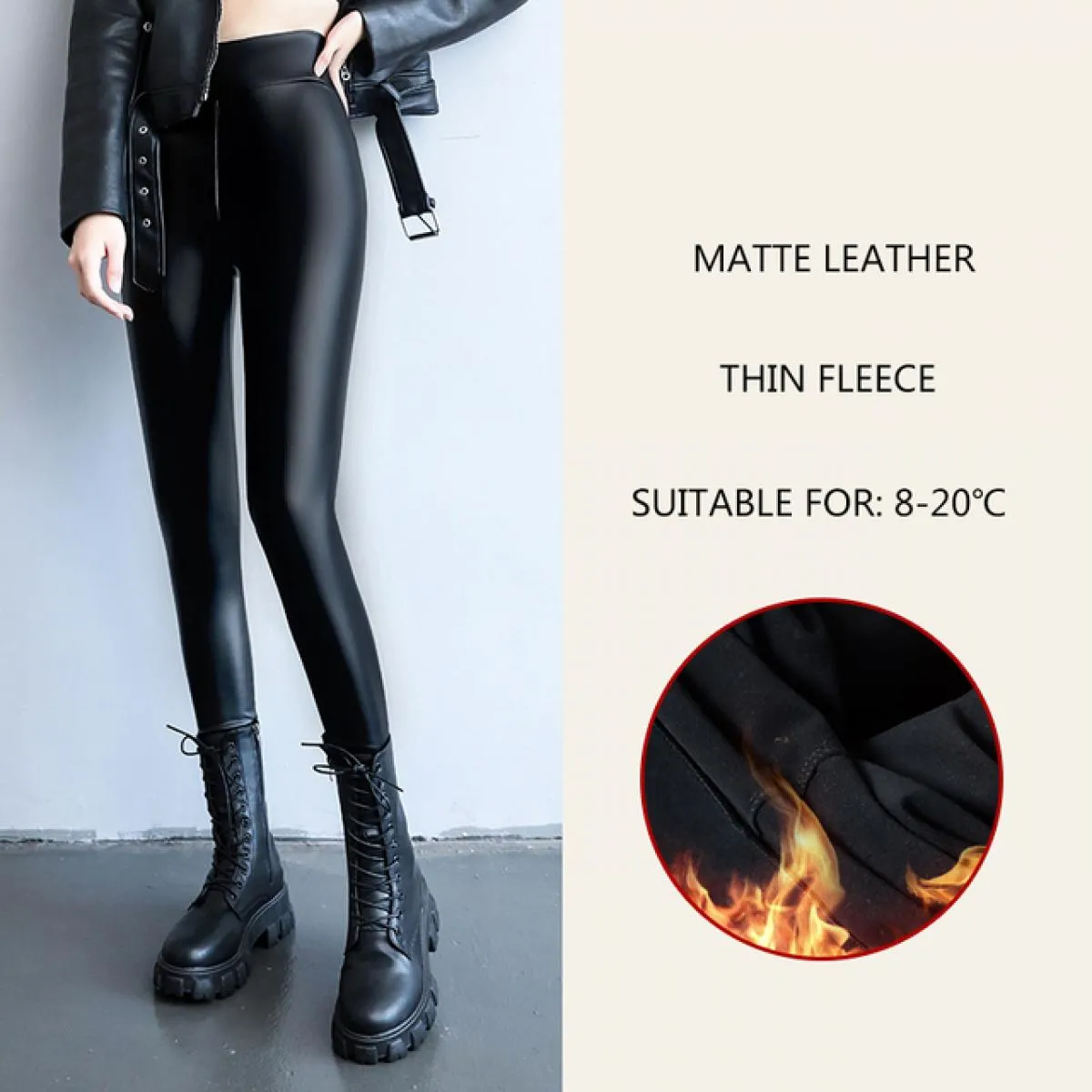 2023 autunno inverno velluto pantaloni di pelle caldi spessi donna Leggings a vita alta in Pu elastico nero Casual in pile dimag