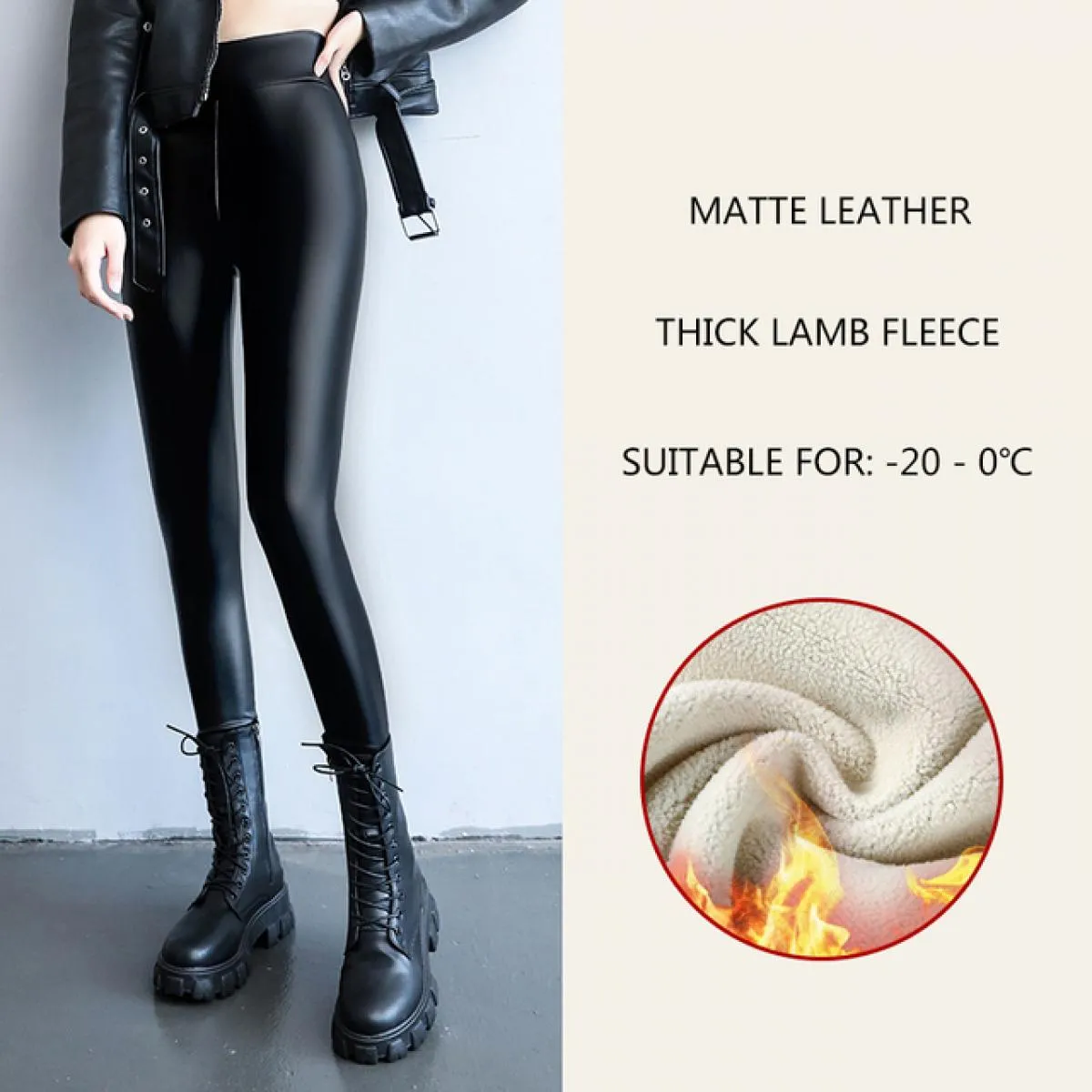2023 autunno inverno velluto pantaloni di pelle caldi spessi donna Leggings a vita alta in Pu elastico nero Casual in pile dimag