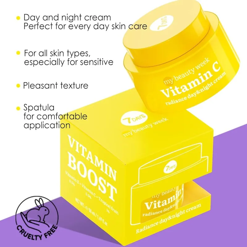 7DAYS COD 193135- CREMA VISO ALLA VITAMINA C CON VITAMINA E E MIX DI FRUTTI TROPICALI | IDRATANTE ANTI-AGE PER LA PELLE DEL VISO