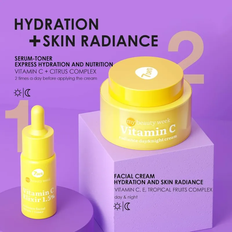 7DAYS COD 193135- CREMA VISO ALLA VITAMINA C CON VITAMINA E E MIX DI FRUTTI TROPICALI | IDRATANTE ANTI-AGE PER LA PELLE DEL VISO
