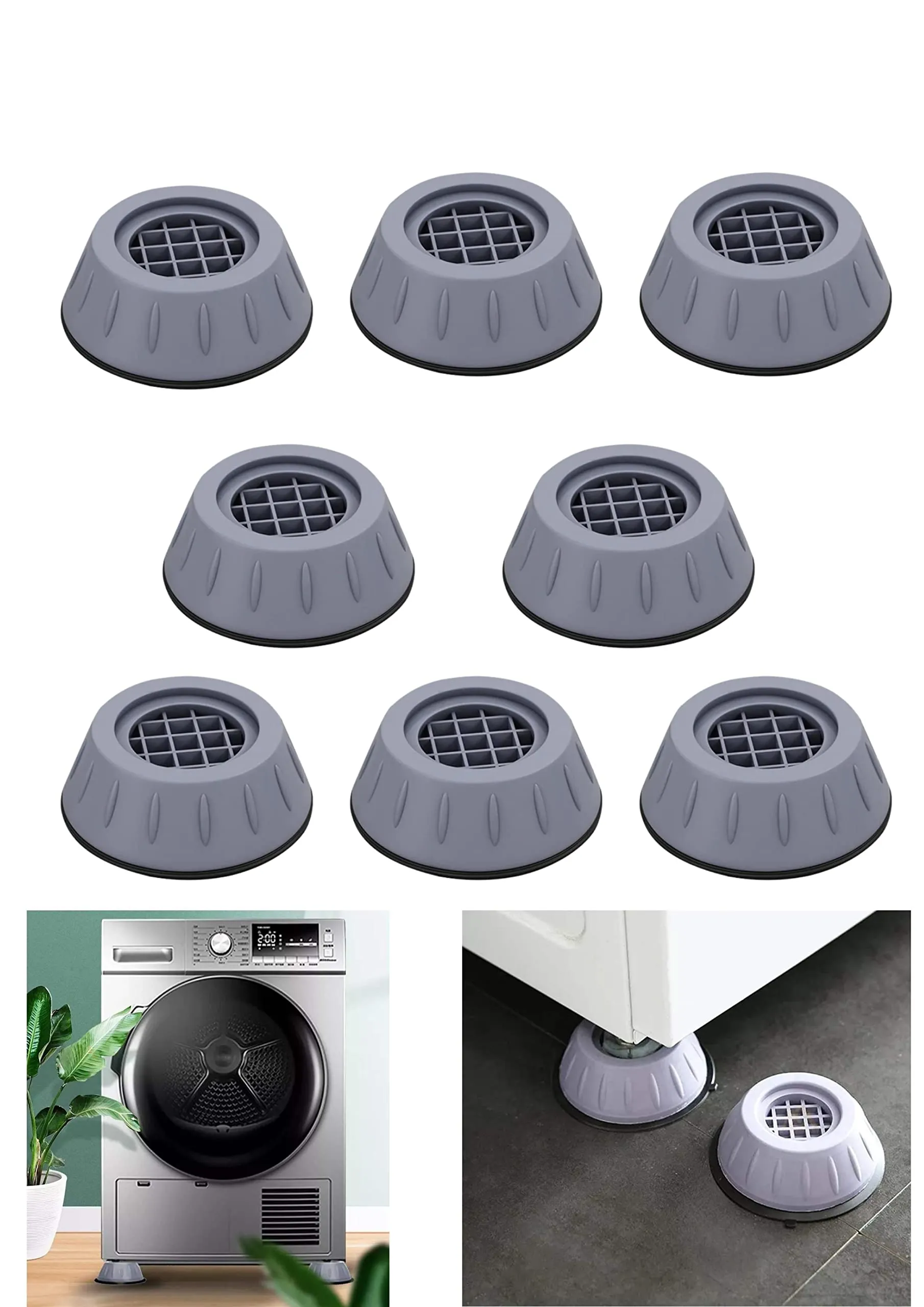 8 Pcs Piedini Antivibrazione Lavatrice Supporto Universale Contro le Vibrazioni Piedini di Gomma Antivibranti e Antiscivolo per 