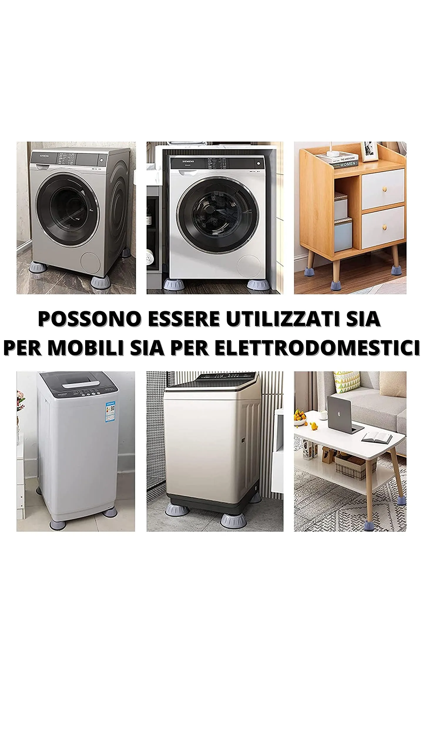 8 Pcs Piedini Antivibrazione Lavatrice Supporto Universale Contro le Vibrazioni Piedini di Gomma Antivibranti e Antiscivolo per 