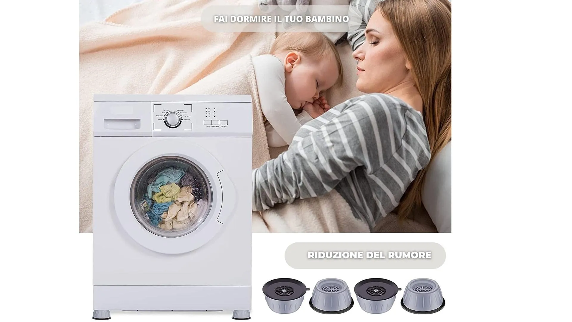 8 Pcs Piedini Antivibrazione Lavatrice Supporto Universale Contro le Vibrazioni Piedini di Gomma Antivibranti e Antiscivolo per 