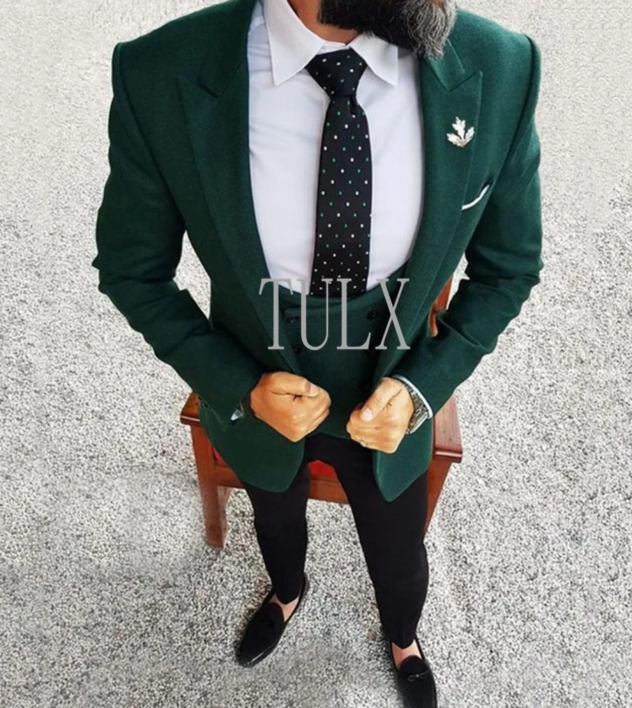 Abiti da sposa uomo 2023 Elegante 3 pezzi risvolto a lancia in lana verde scuro smoking smoking giacca pantaloni slim fit abiti