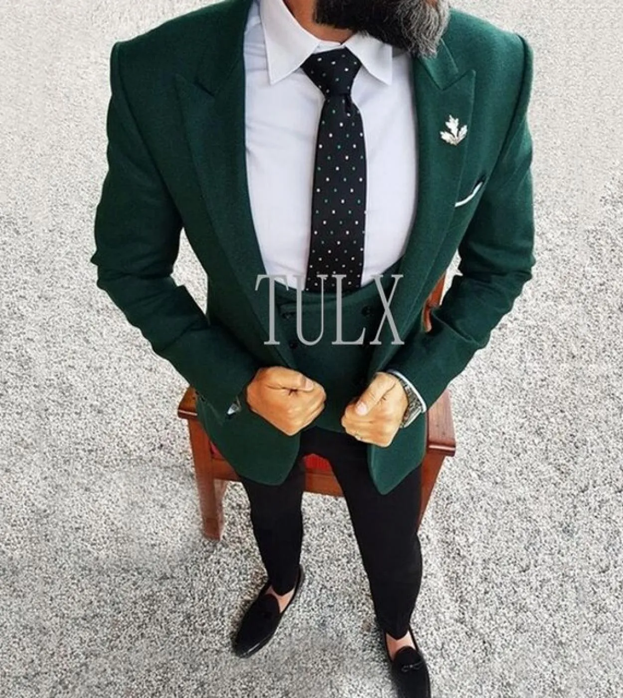 Abiti da sposa uomo 2023 Elegante 3 pezzi risvolto a lancia in lana verde scuro smoking smoking giacca pantaloni slim fit abiti