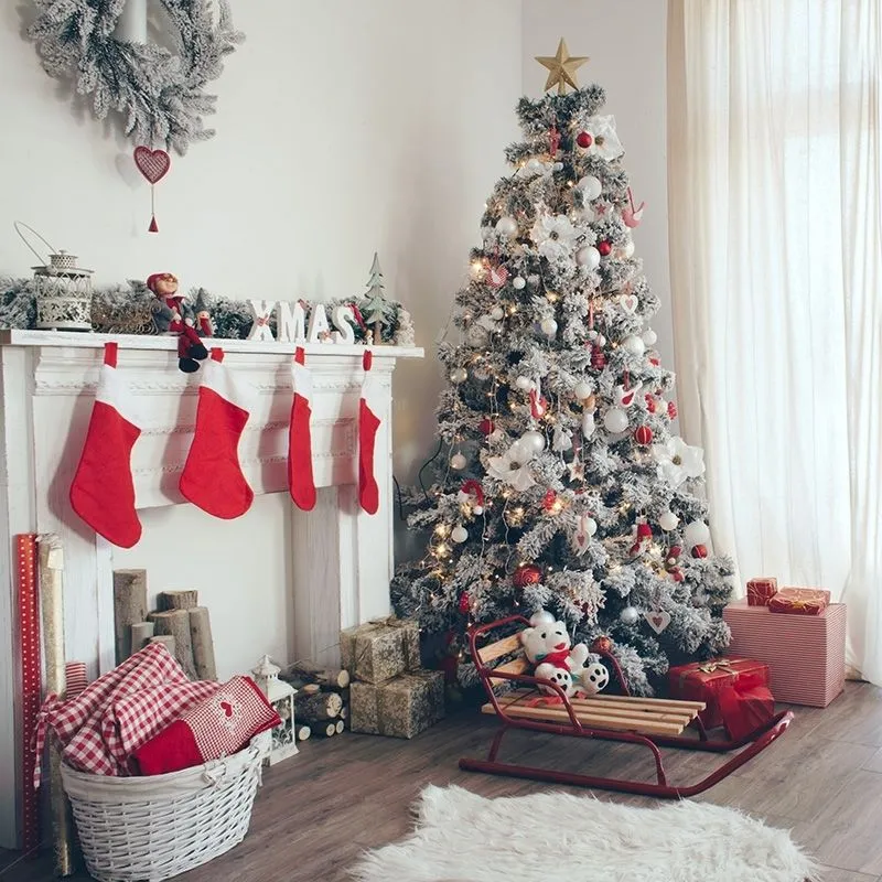 Albero di Natale PINO con neve a LED bianco caldo 1,8m