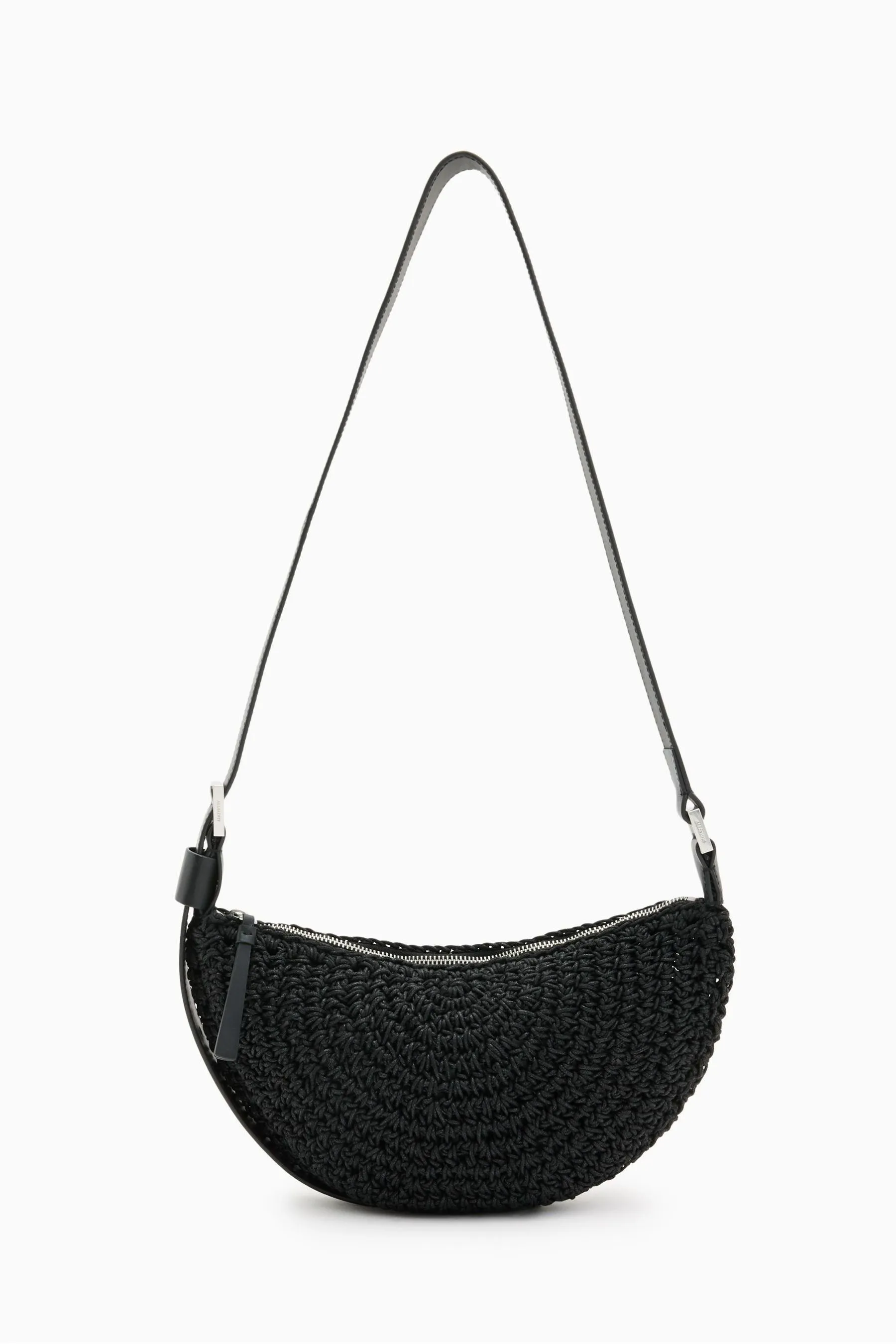 AllSaints - Borsa a tracolla a mezzaluna con nodo    