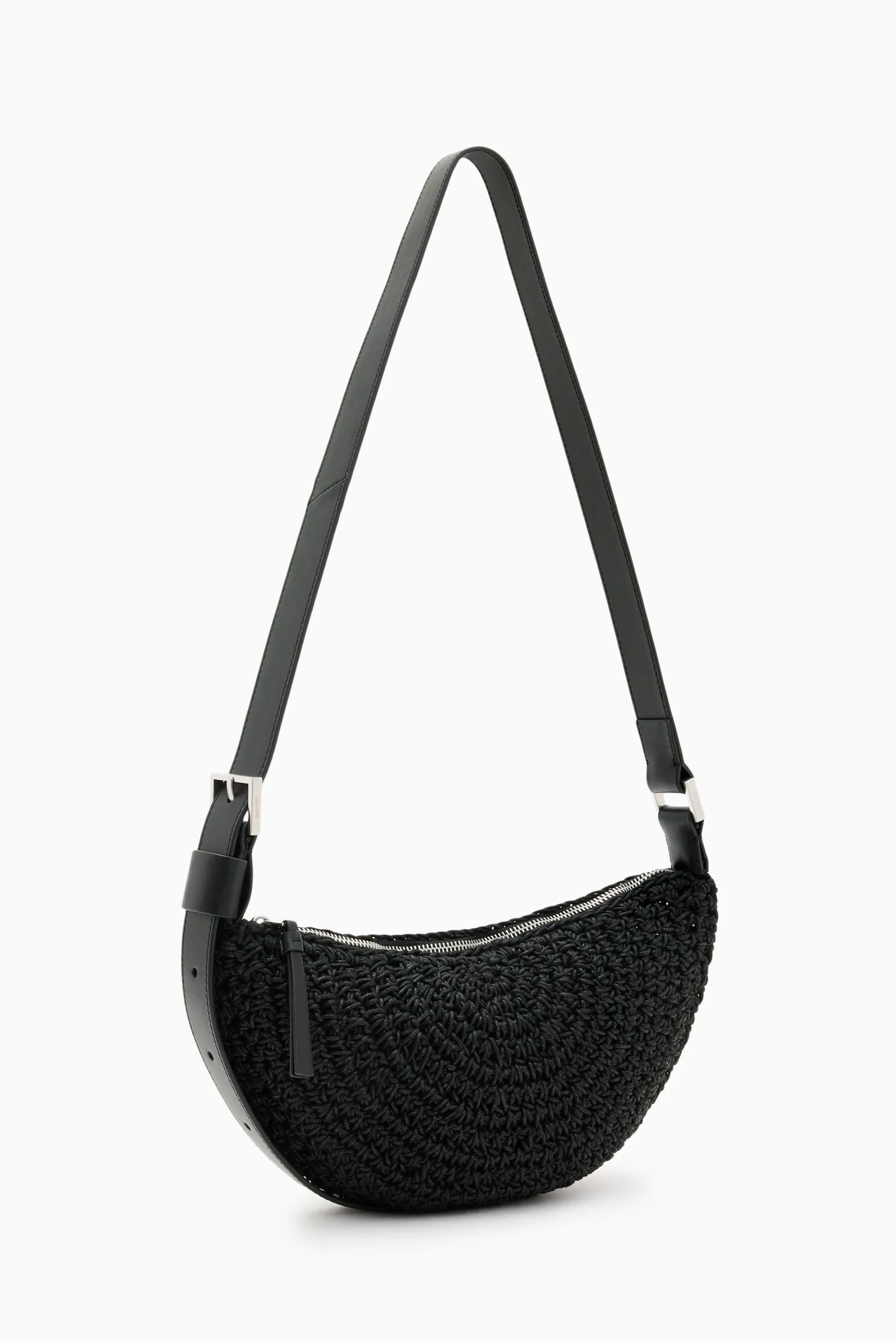 AllSaints - Borsa a tracolla a mezzaluna con nodo    