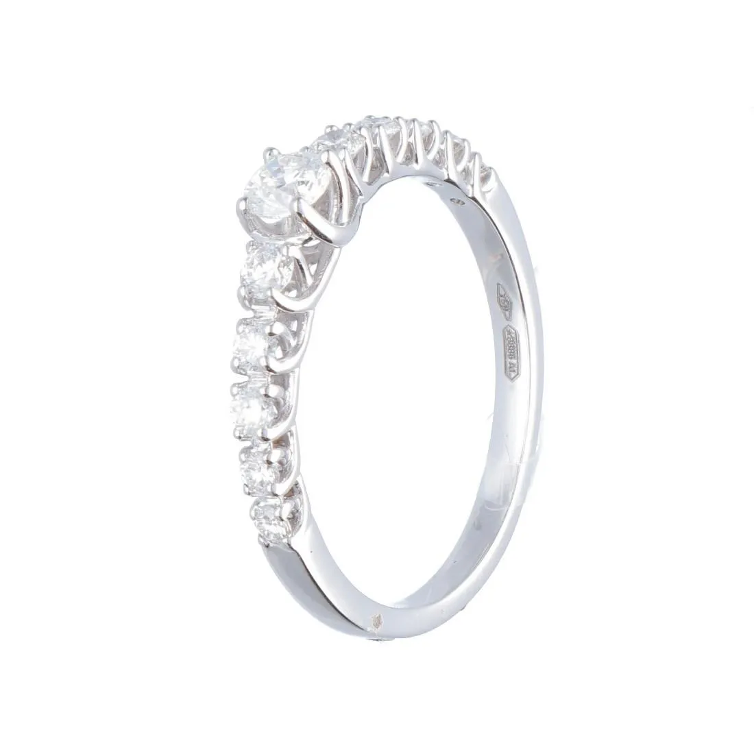 Anello in oro bianco con diamanti ct 0.50, misura 14