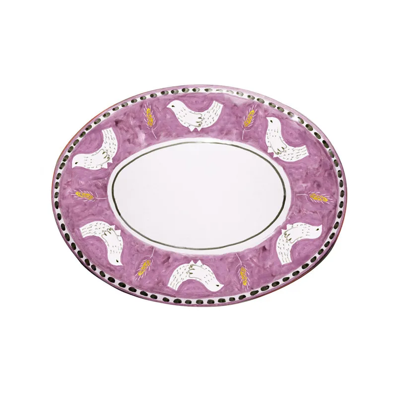 Arcucci Materia piuma rosa vassoio ovale 43 cm