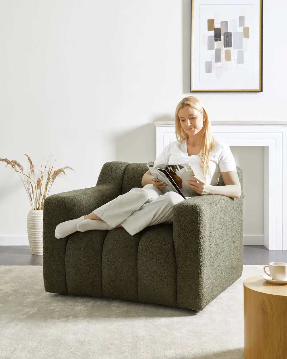 Armchair AGERUP Boucle Dark Green