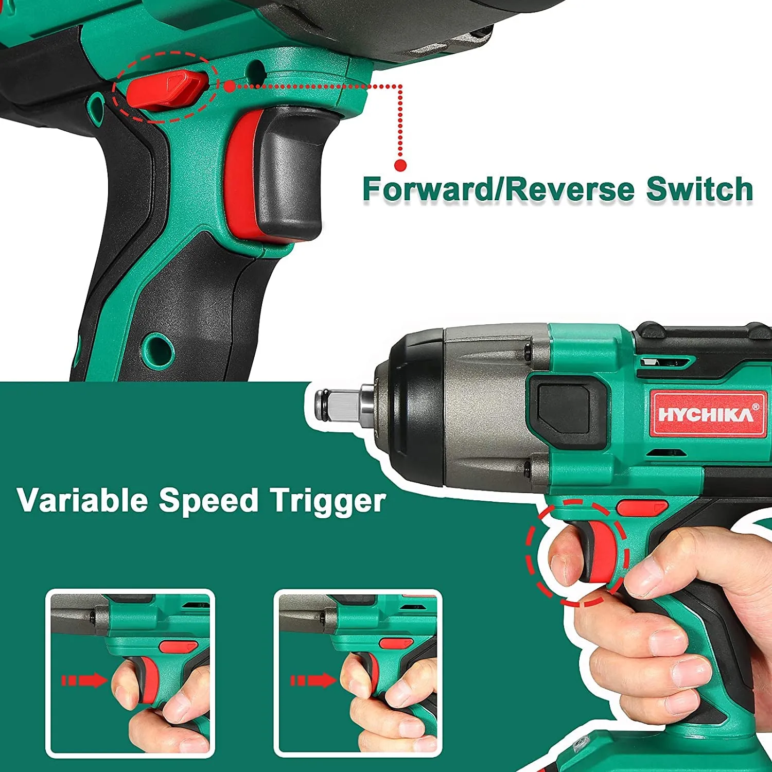 Avvitatore a Impulsi 18V, HYCHIKA 350Nm Avvitatori a Massa Battente 3000 IPM, 4.0Ah Batteria 18V, 3x Chiavi A Bussola per 17/19/