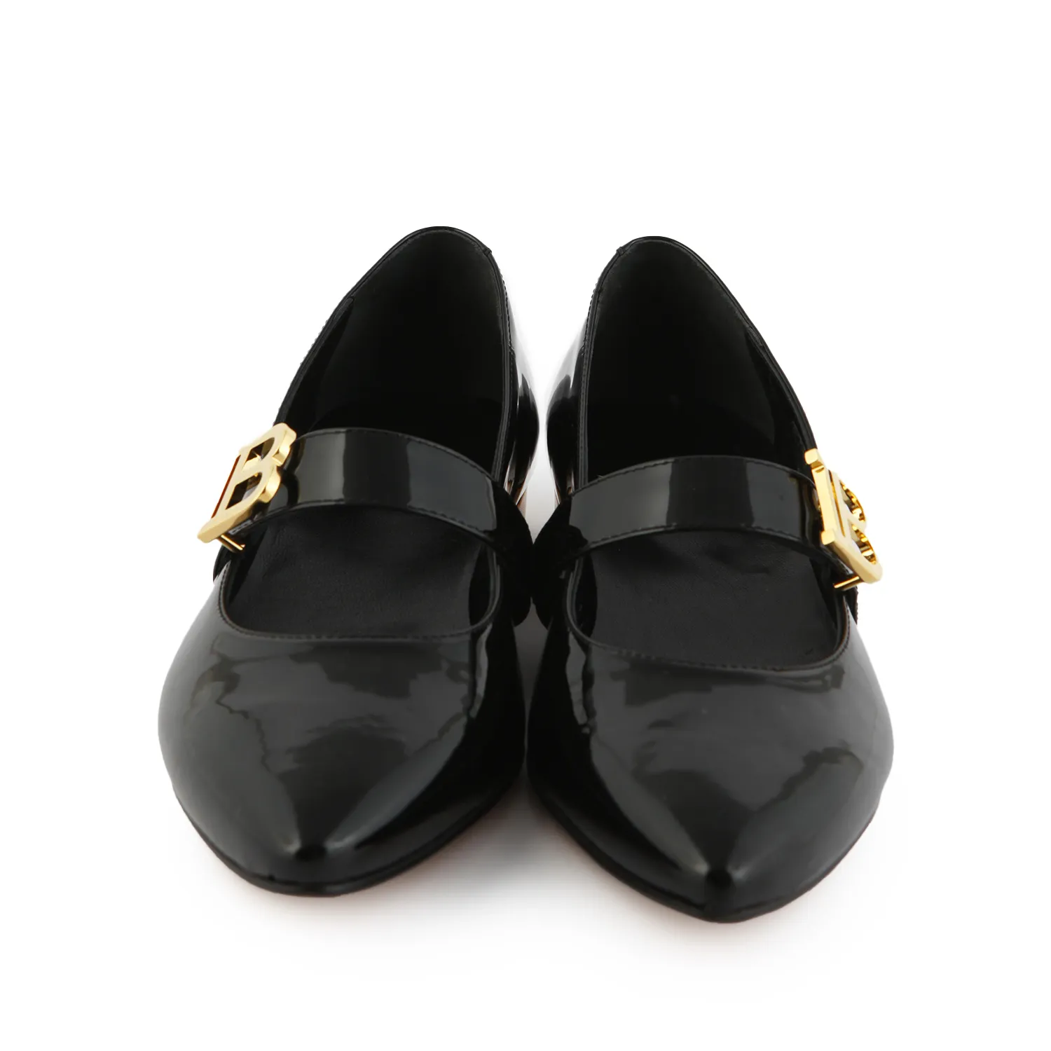 Ballerine Balmain In Pelle Nero Lucido E Oro