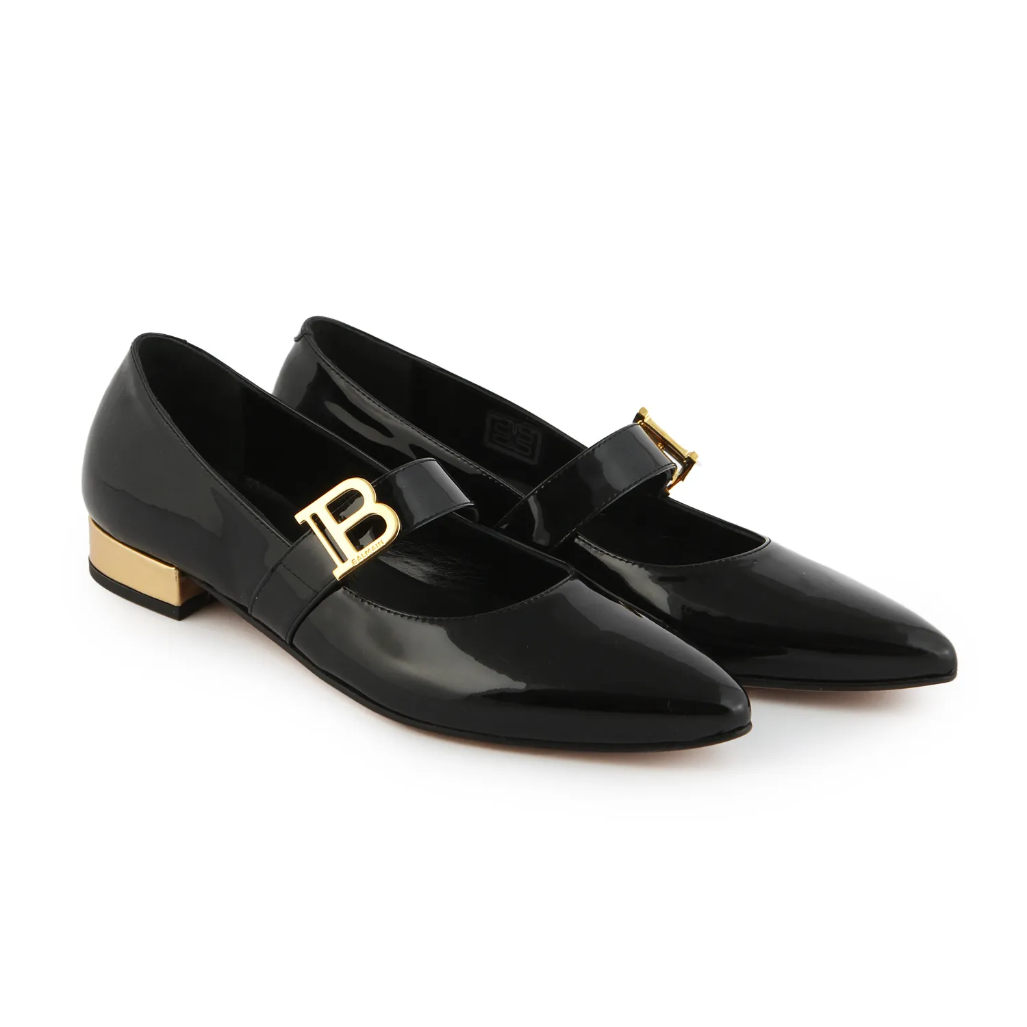 Ballerine Balmain In Pelle Nero Lucido E Oro