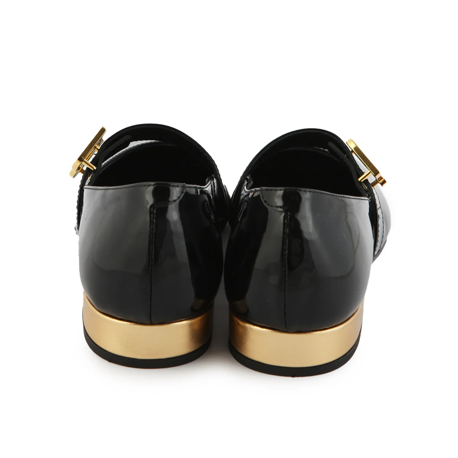 Ballerine Balmain In Pelle Nero Lucido E Oro