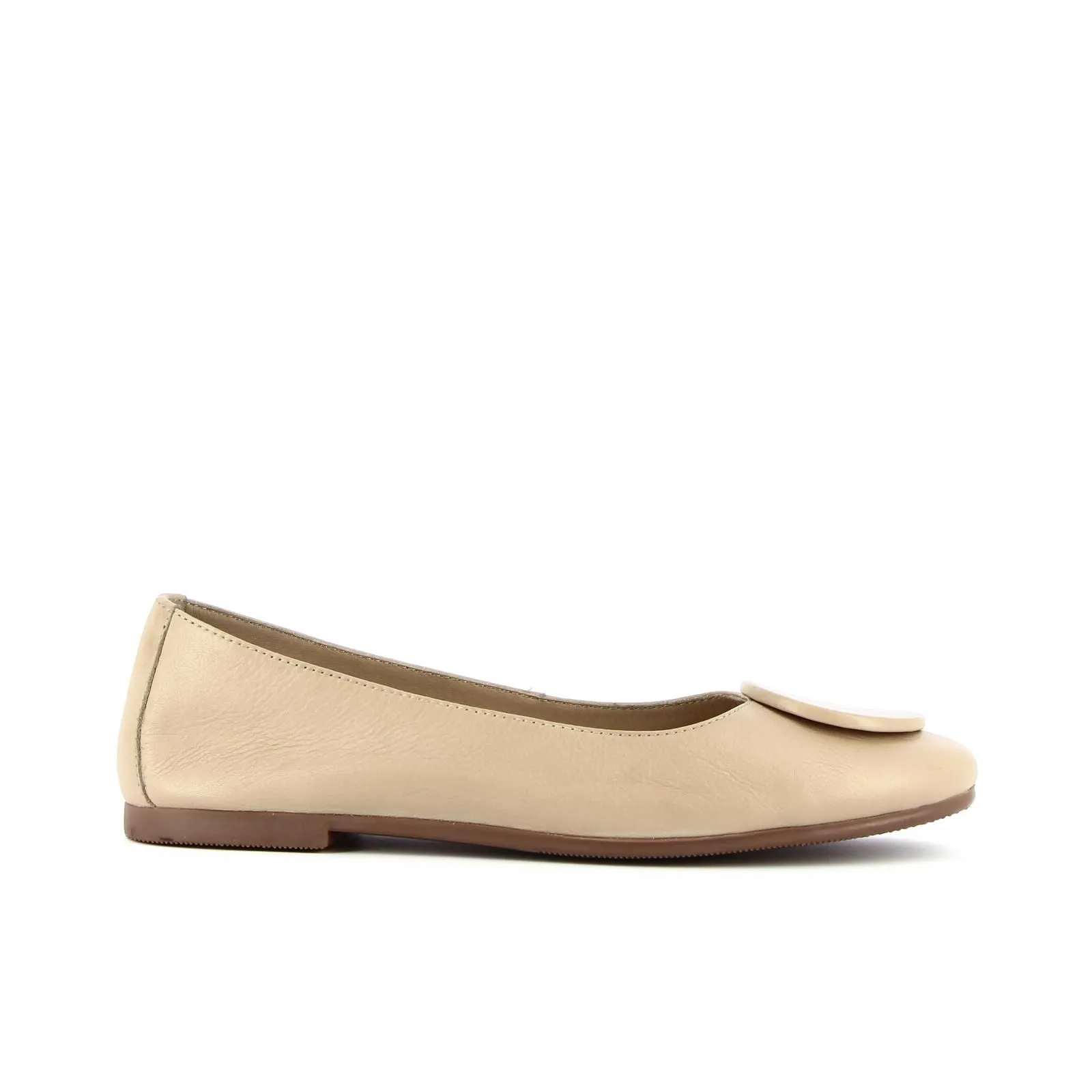 Ballerine beige in pelle con applicazione