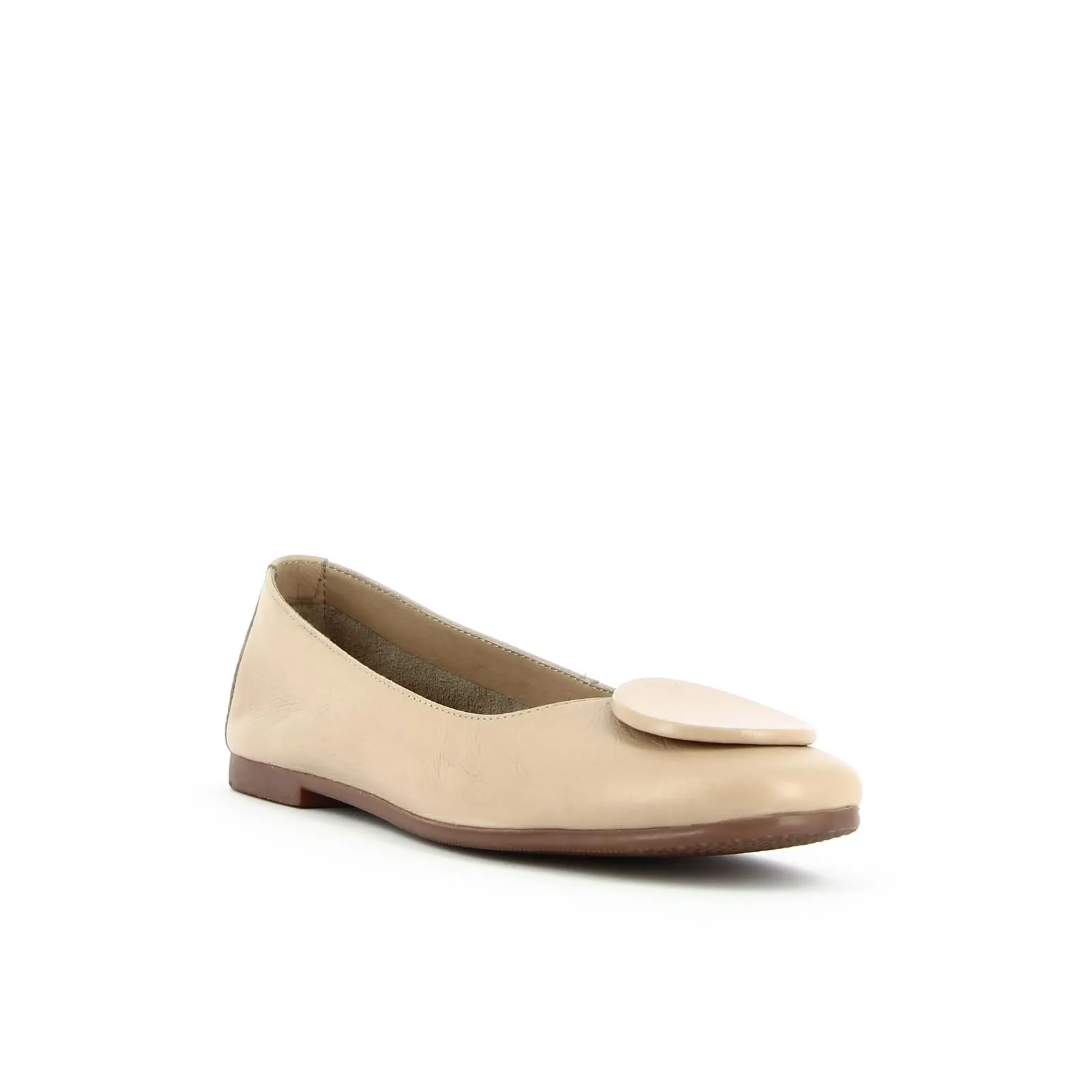 Ballerine beige in pelle con applicazione