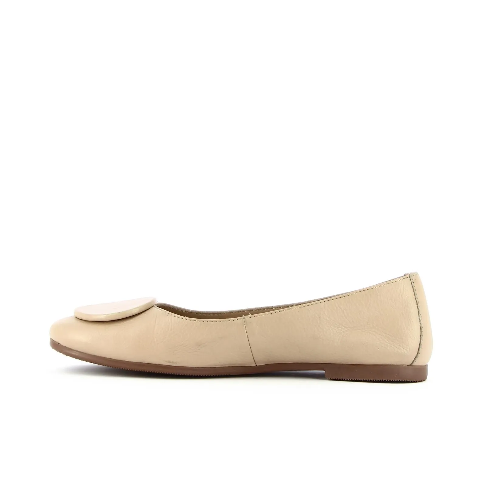 Ballerine beige in pelle con applicazione