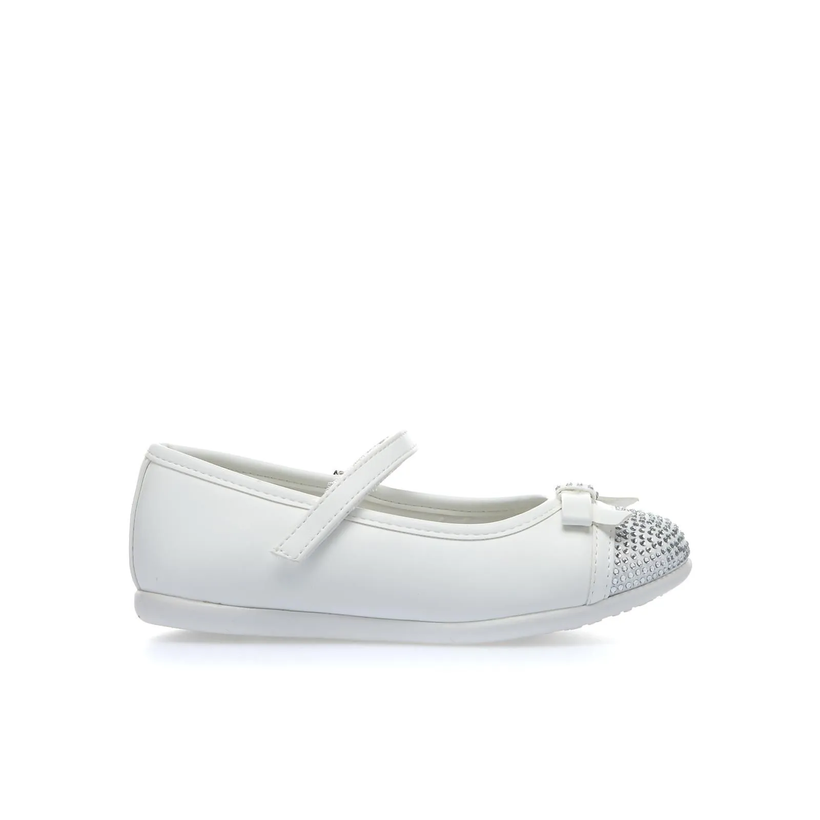 Ballerine bianche con strass e velcro