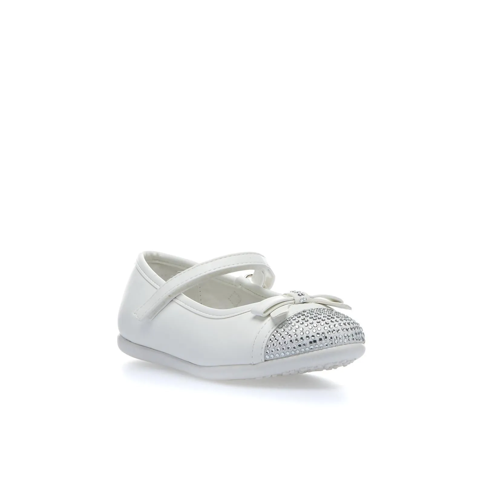 Ballerine bianche con strass e velcro