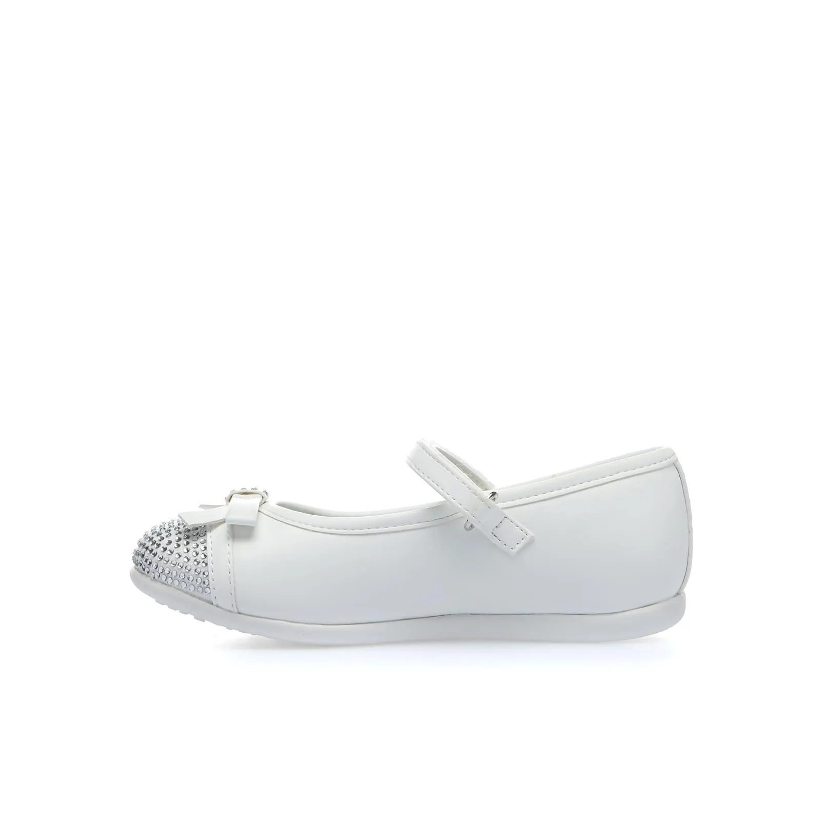 Ballerine bianche con strass e velcro
