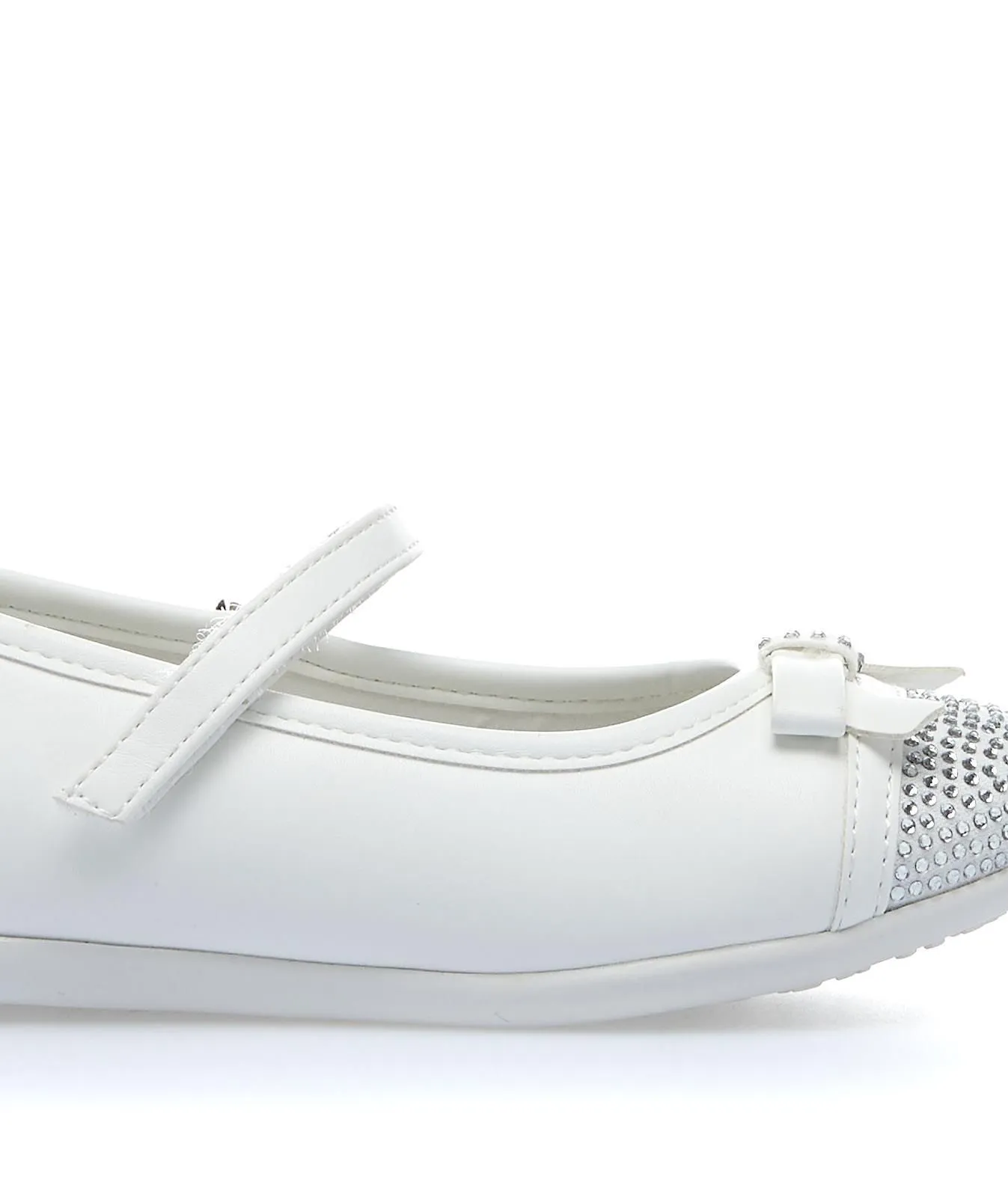 Ballerine bianche con strass e velcro