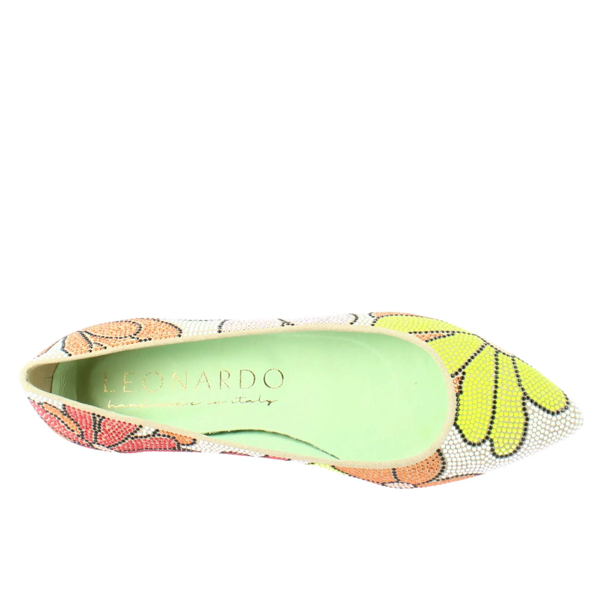 Ballerine da donna marrone chiaro in pelle scamosciata con strass