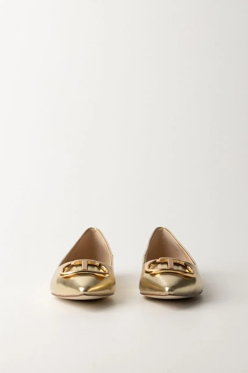 Ballerine in pelle laminata Oro