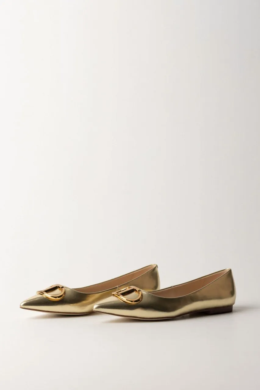 Ballerine in pelle laminata Oro