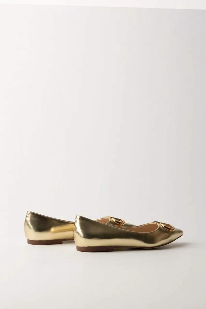 Ballerine in pelle laminata Oro