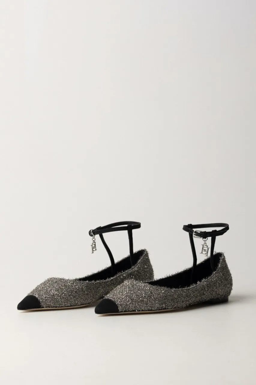 Ballerine in tessuto con cinturino PIOMBO
