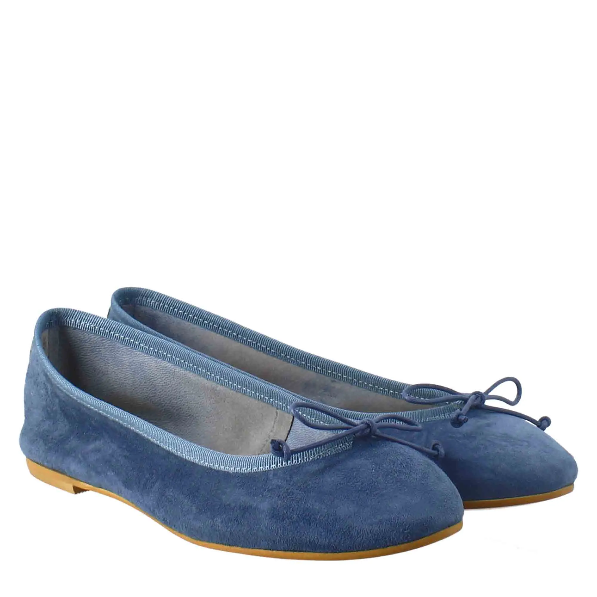 Ballerine leggere da donna color blu in pelle liscia sfoderate