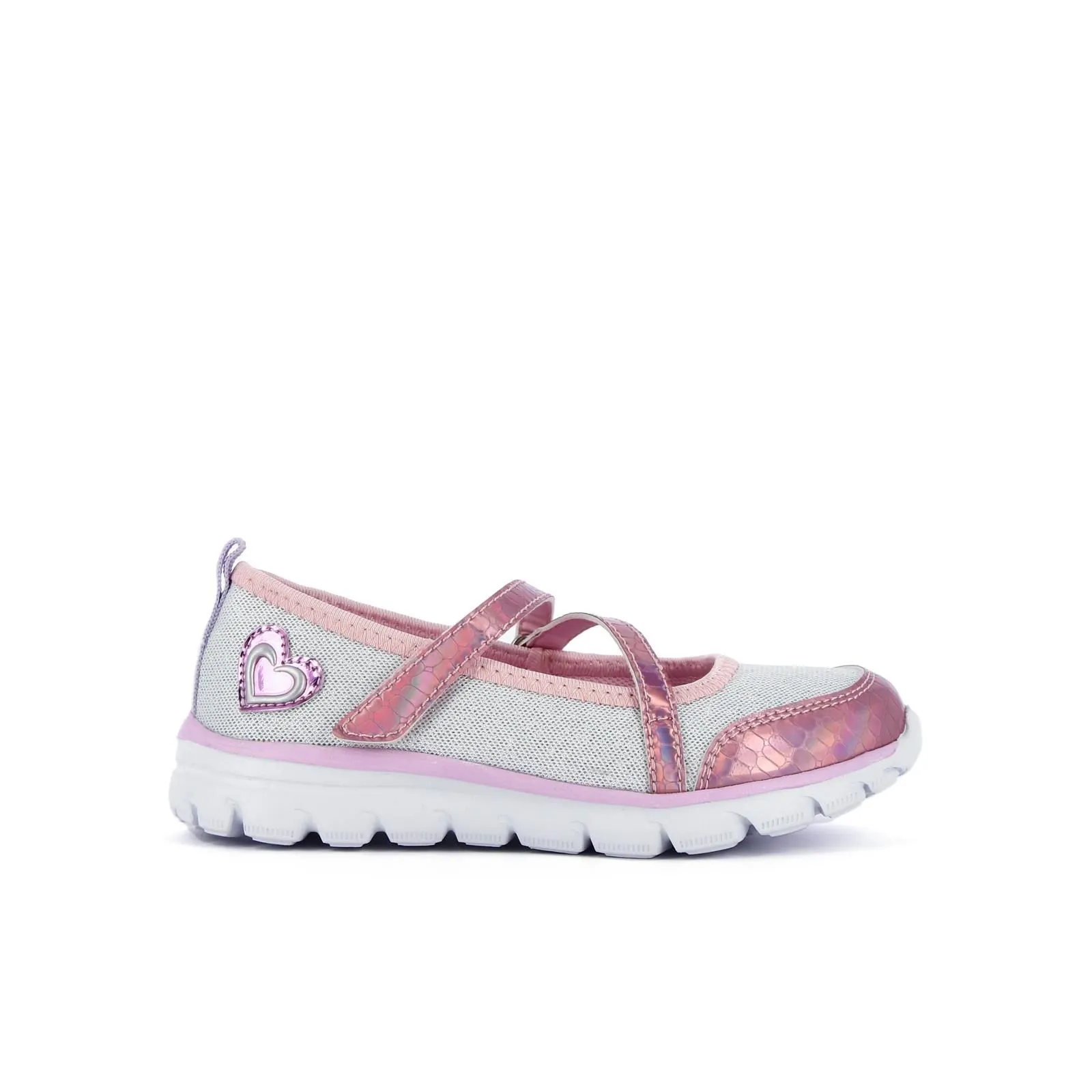 Ballerine sportive bianche glitter da bambina con velcro