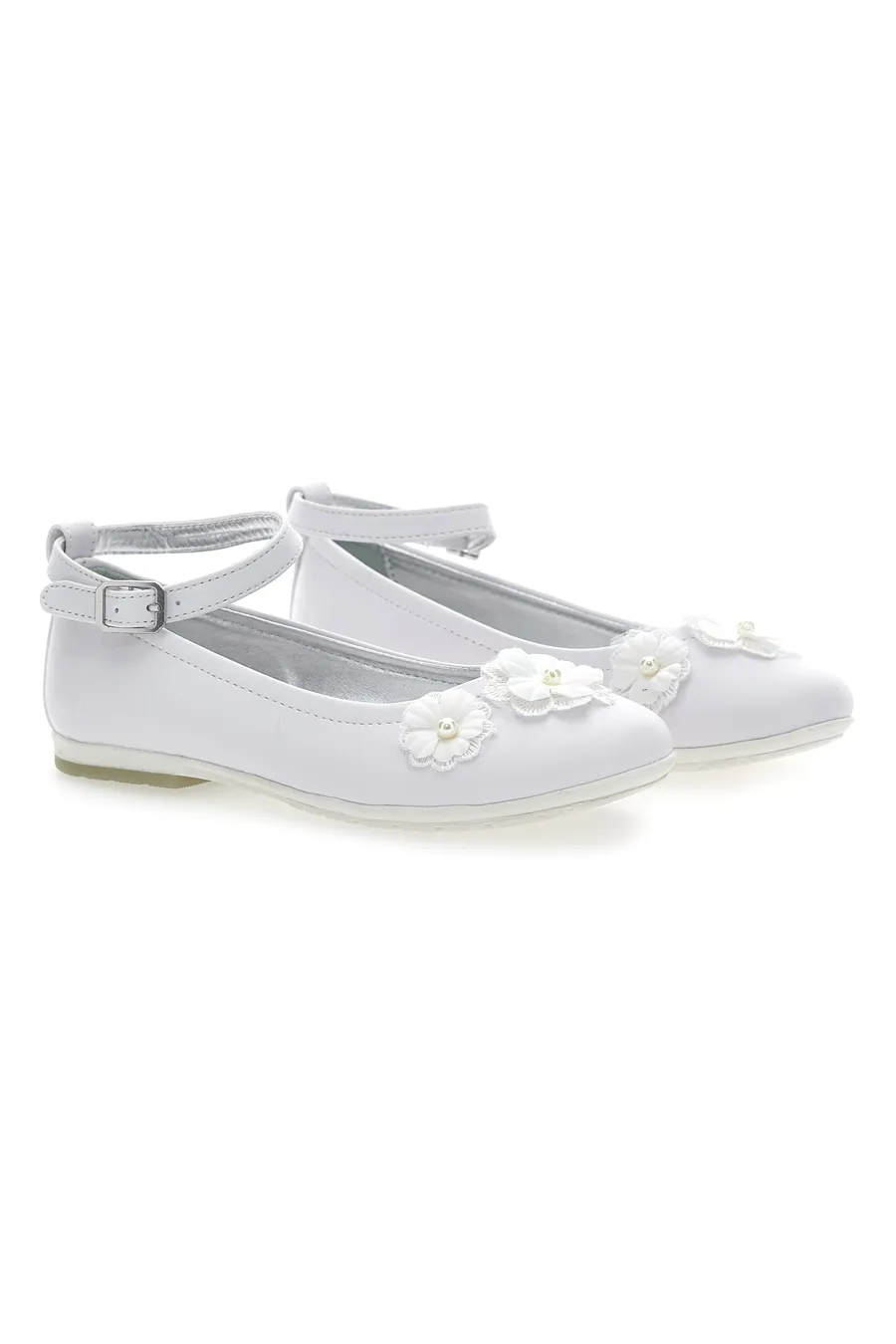 Ballerine Syssy 13106 Bianche con fiori applicati
