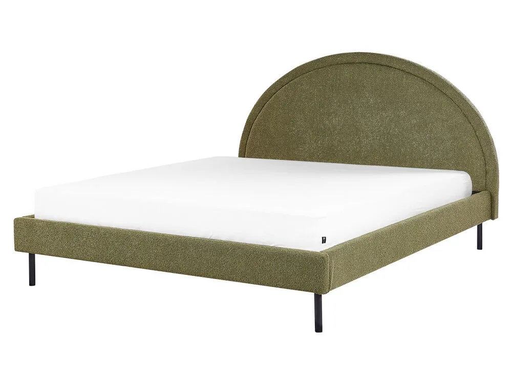 Bed Boucle MARGUT 160 x 200 cm (EU King Size) Olive Green