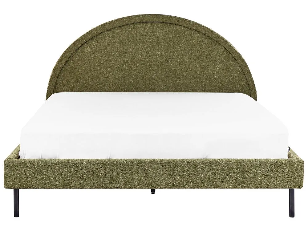 Bed Boucle MARGUT 160 x 200 cm (EU King Size) Olive Green