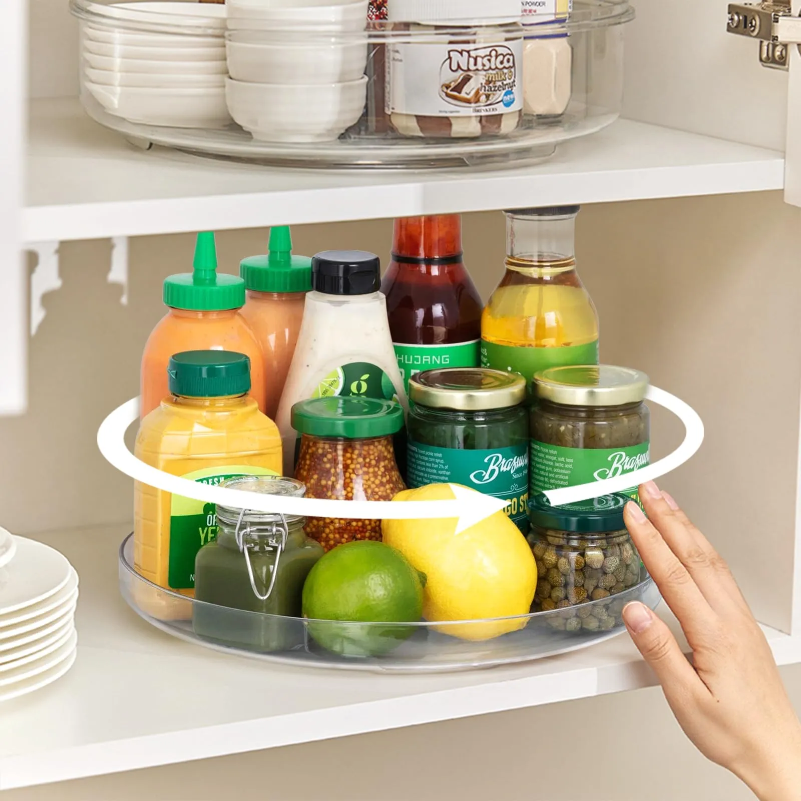 BillyBath Lazy Susan - Portaspezie girevole a 360° per spezie, portaspezie, senza fori, per organizer da cucina
