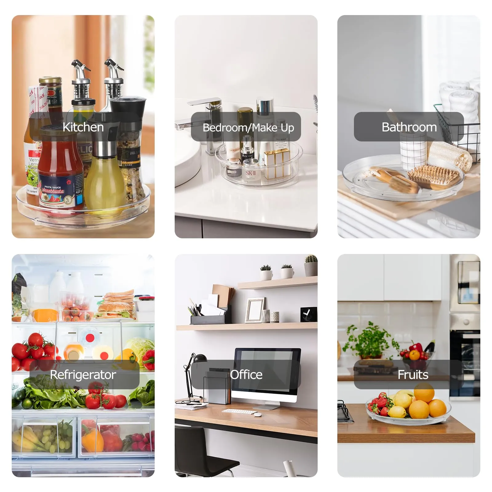 BillyBath Lazy Susan - Portaspezie girevole a 360° per spezie, portaspezie, senza fori, per organizer da cucina