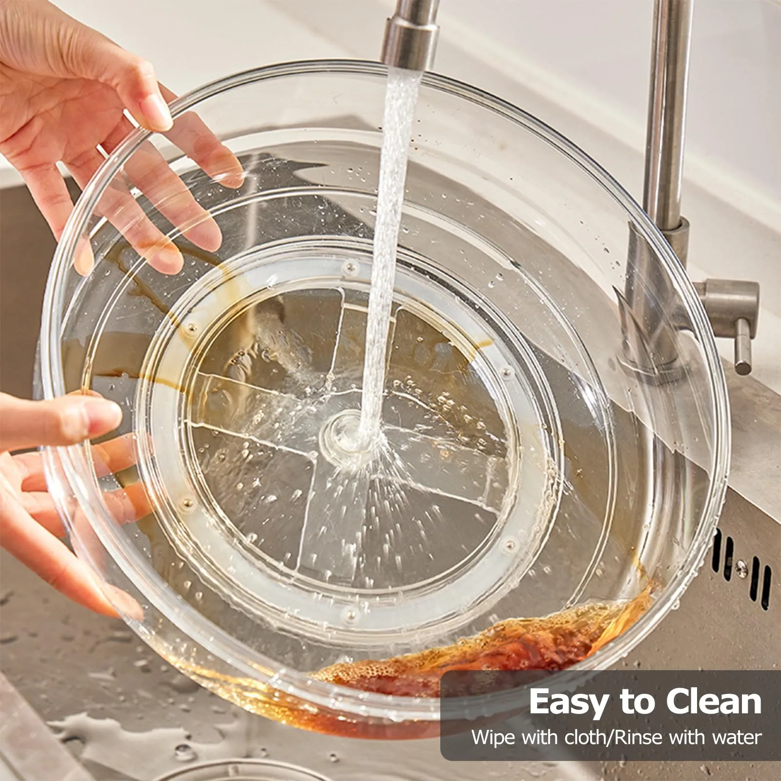 BillyBath Lazy Susan - Portaspezie girevole a 360° per spezie, portaspezie, senza fori, per organizer da cucina