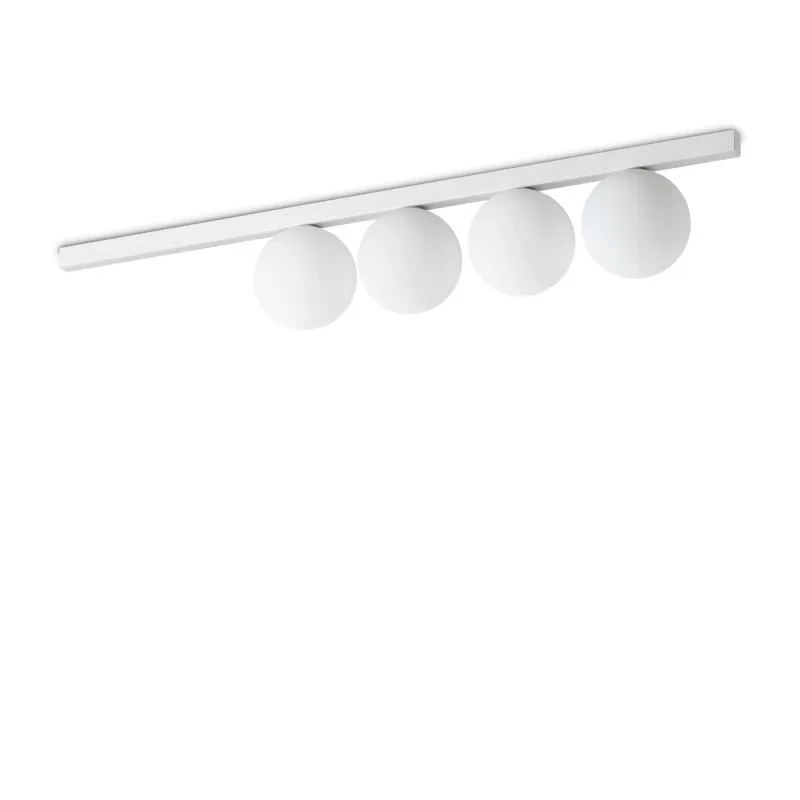 Binomio PL4 lampada da soffitto in metallo con diffusori in vetro soffiato bianco 4W G9
