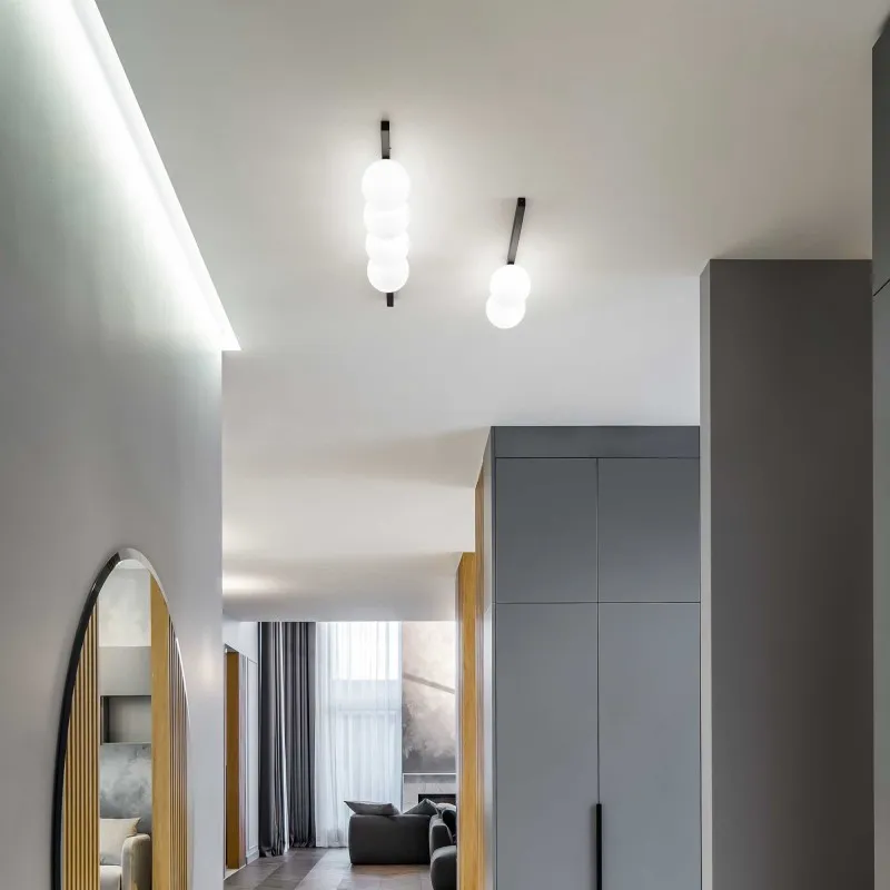 Binomio PL4 lampada da soffitto in metallo con diffusori in vetro soffiato bianco 4W G9