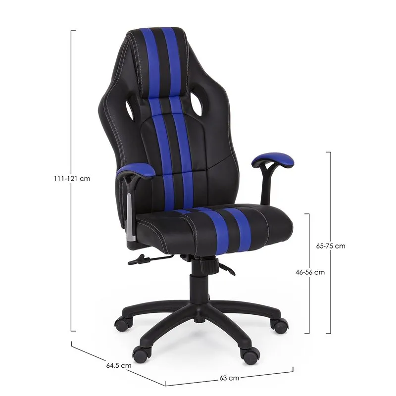 Bizzotto Poltrona ufficio con braccioli Spider blu