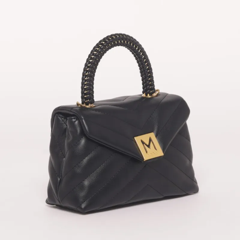 BORSA A MANO TRAPUNTATA A V NERA PICCOLA