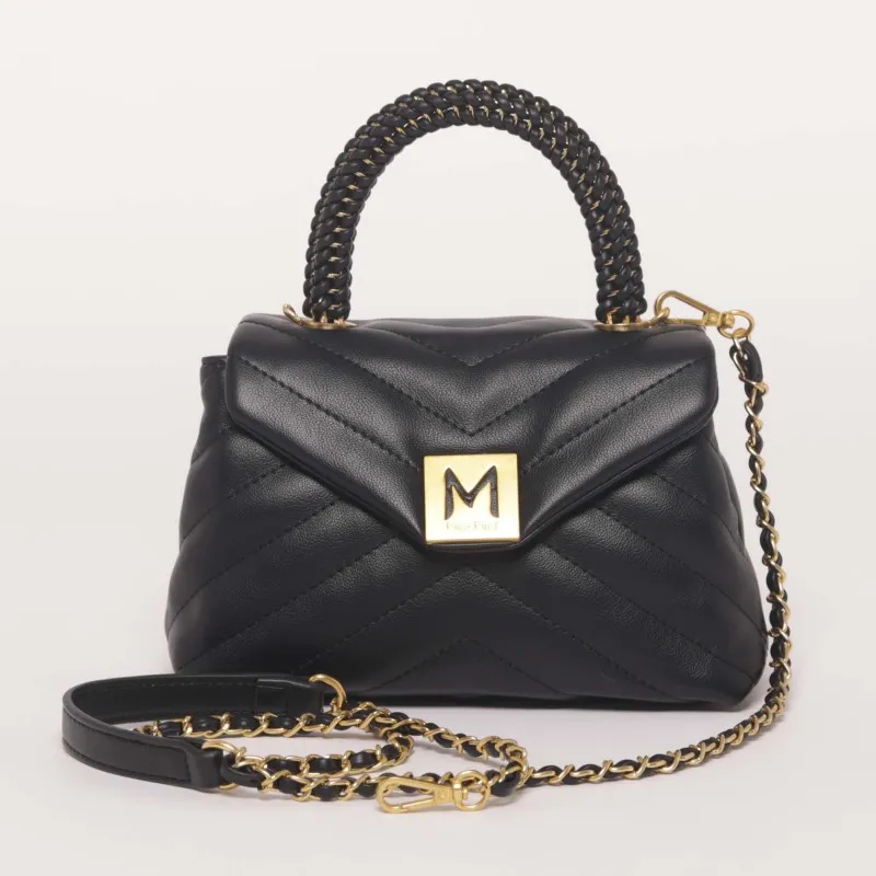 BORSA A MANO TRAPUNTATA A V NERA PICCOLA