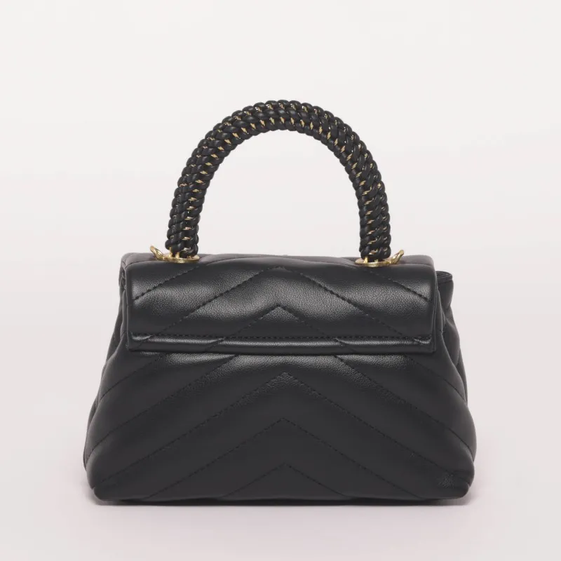 BORSA A MANO TRAPUNTATA A V NERA PICCOLA